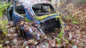 Vanhojen autojen hautausmaa (metsäautoja & autiotalo) 4k löytöretkeily car graveyard