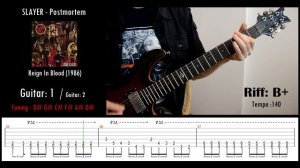 Slayer - Postmortem - Guitar riffs with tabs / cover / lesson