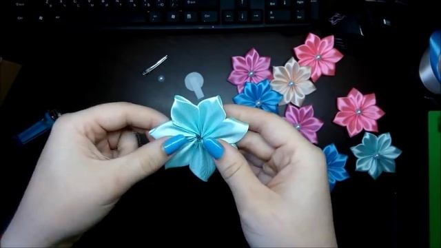 Простой цветочек канзаши/ Канзаши за 5 минут