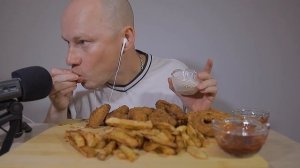 Домашняя курица KFC, луковые кольца, картошка фри / Мукбанг / АСМР