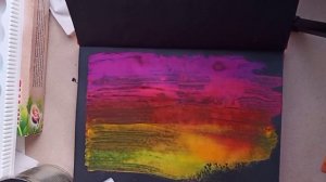 Закат и воздушные шары. Рисунок гуашью.