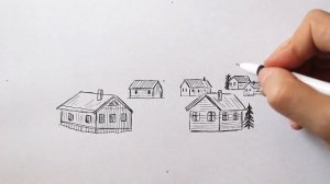 Как нарисовать Деревню легко | Простые рисунки