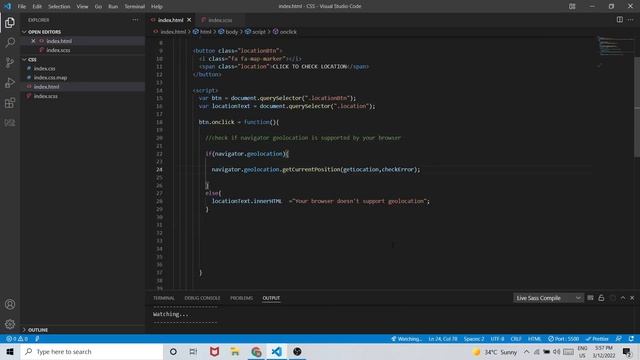 Get user location using JavaScript Geolocation API HTML, CSS | NSCODE