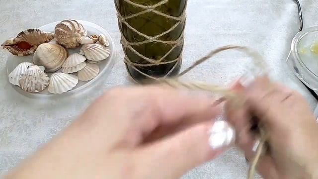 Декор бутылки в морском стиле. Уникальный декор из ракушек. смотреть онлайн