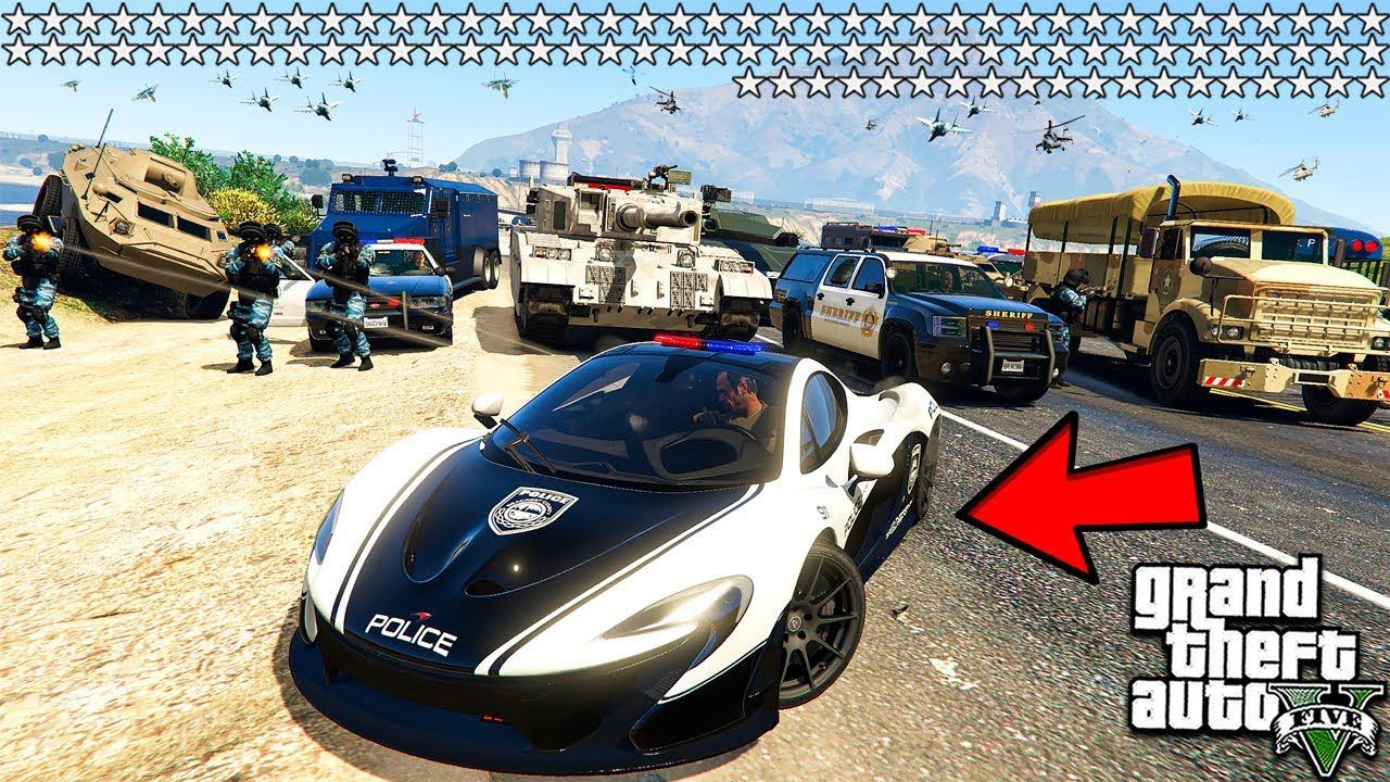 Гта 5 моды и 99 звёзд розыска! Гангстер угнал полицейский Макларен в Gta 5 моды смотреть онлайн