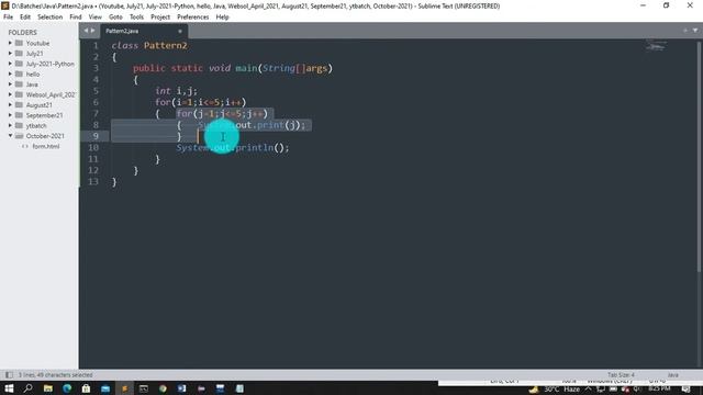 pattern program in java