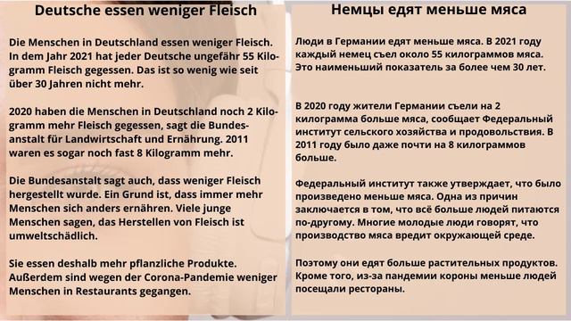 17 ВИДЕОУРОК DEUTSCHE ESSEN WENIGER FLEISCH-НЕМЦЫ ЕДЯТ МЕНЬШЕ МЯСА #ирина_цырульникова #немецкий #A