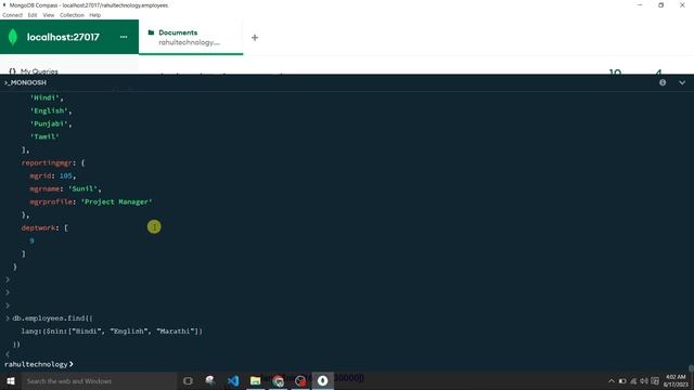 #43: $nin operator in mongodb | Value Not In Array Comparison Query Operator |MongoDB Tutorial Hind