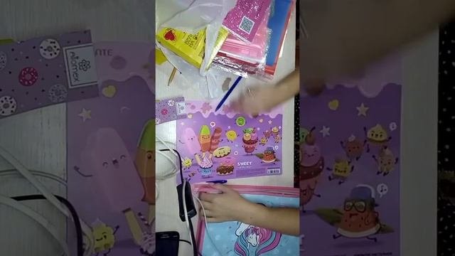 Обзор канцелярие#решила приготовить дочке в школу, разложить канцелярию в папку и пенал????