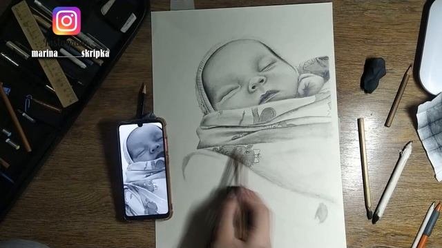 Рисунок младенца карандашом