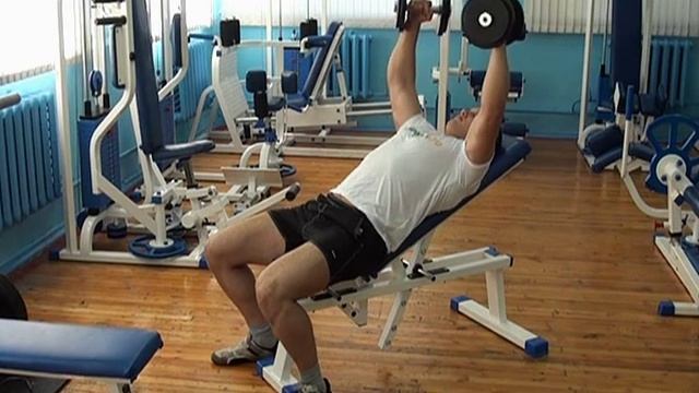 №105 — Разведение рук с гантелями (в наклоне вверх) смотреть онлайн