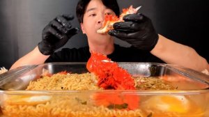 KING CRAB RAMEN MUKBANG SEAFOOD & NOODLES EATING SHOW 킹크랩 라면 먹방 帝王蟹 タラバガニ キンクレプ  ปูยักษ์