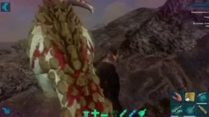 Бой с титаном на гигантозавре в игре Арк мобайл сурвайвл