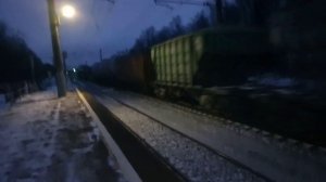 Электровоз ВЛ10У с грузовым поездом платформа Зосимова Пустынь 6.02.2016