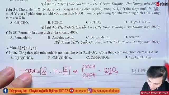 [Thầy DƯƠNG MINH PHONG] BÀI 13: ANĐEHIT - AXIT CACBOXYLIC | KHÓA LIVE LÝ THUYẾT смотреть онлайн