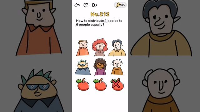 Brain Out level 212 How to distribute 3 apples to 6.....