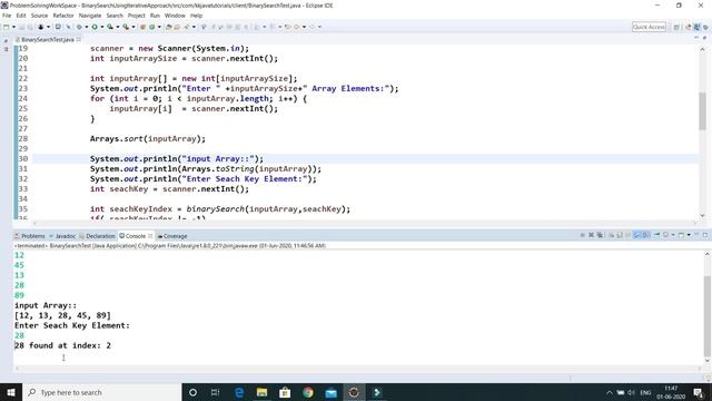 Java program for Binary search using Recursive Approach || binary search in java