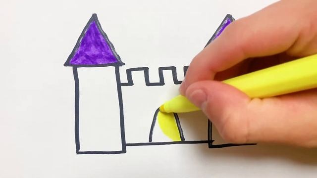 Как нарисовать Замок - Раскраска Сказочный замок для детей - Рисунки Раскраски смотреть онлайн