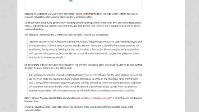 A New Harvest Moon Is Coming To Switch! смотреть онлайн