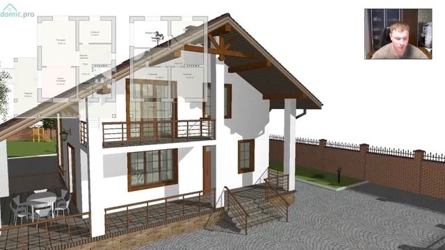 Проект компактного жилого дом с мансардой «Шале вариант» C-375-ТП смотреть онлайн