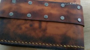 Мужской кошелек своими руками, кожа краст, обработка воском.Hand made.