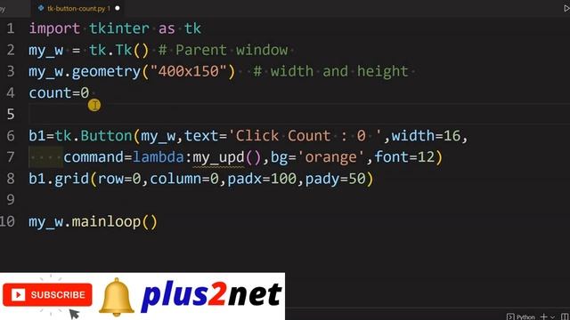 Counting and displaying number of clicks on a button inside a Tkinter window