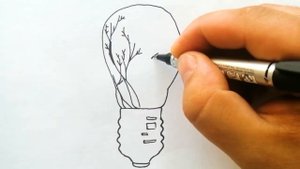 как нарисовать Необычную Лампочку