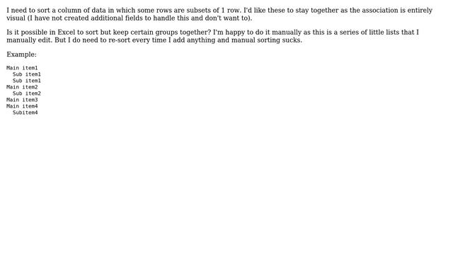 Keep rows together while sorting in Excel смотреть онлайн