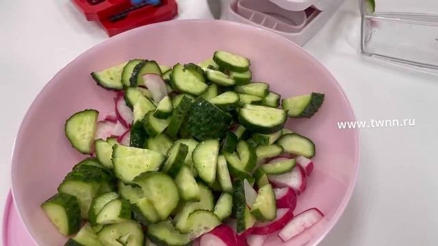 Салат из огурца, редиса и яйца. Очень вкусный. Овощерезка Пресс-компакт Tupperware