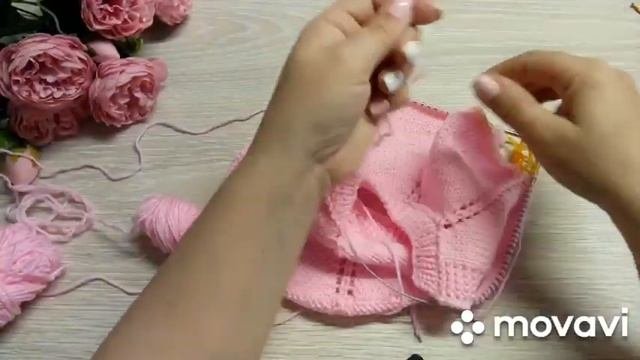 Детская кофточка с ажурным узором// МК