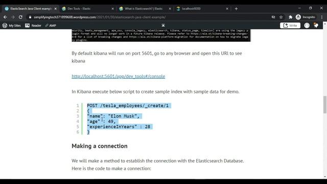 How to connect a simple maven based standalone Java program to Elastic Search DB in 10 minutes