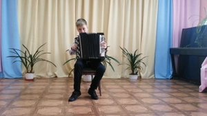 Е.ПЕТЕРБУРГСКИЙ"СИНИЙ ПЛАТОЧЕК"(Б.МАЛЕЕВ); "КАК ПОД ЯБЛОНЬКОЙ"(ОБР.АЗ.ИВАНОВА).ИСП.:ЗДЫЩУК ДАНИИЛ