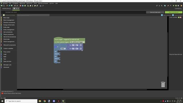 MCREATOR: Operators and If Statements | 2022.1