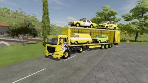 TRANSPORTING WOLKSWAGEN, CHEVROLET POLICE CARS, JEEP & BUSES WITH MAN TRUCKS! Farming Simulator 22
