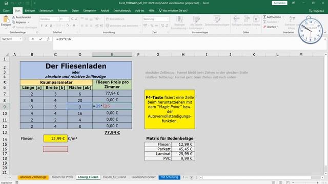 Excel absoluter Zellbezug | Zellen mit F4 fixieren смотреть онлайн