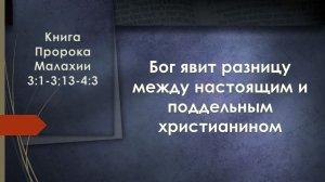 Бог явит разницу между настоящим и поддельным христианином (Мал. 3:1-3:13-4:3)