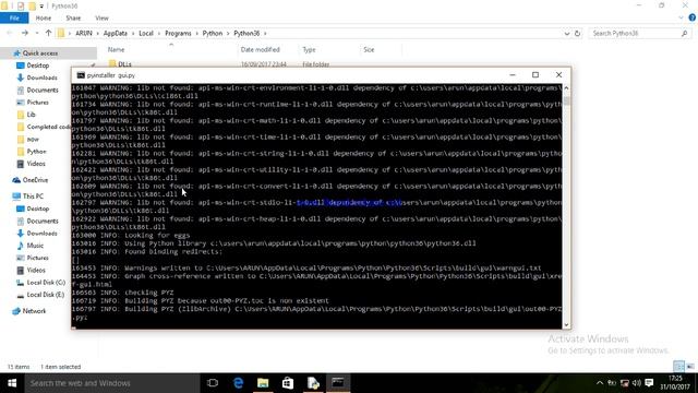 How to convert PythonTkinter GUI to  .exe using pyinstaller_python 3.6.2
