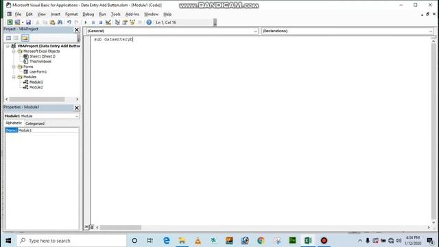 Userform show data entry and pop up message box ~ Excel VBA ~ Programming ~ 2020