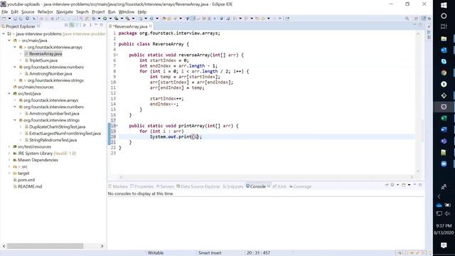 Reverse An Array (Inplace) | Java Interview