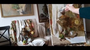 Натюрморт с самоваром. Основные этапы ведения длительной работы маслом.