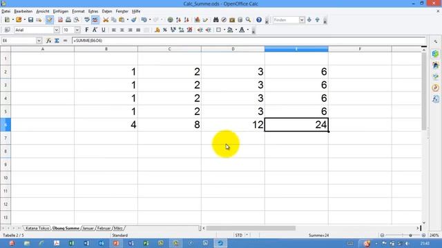 Calc # 4 - SUMME einfach und über mehrere Tabellenblätter - OpenOffice 4.0 смотреть онлайн