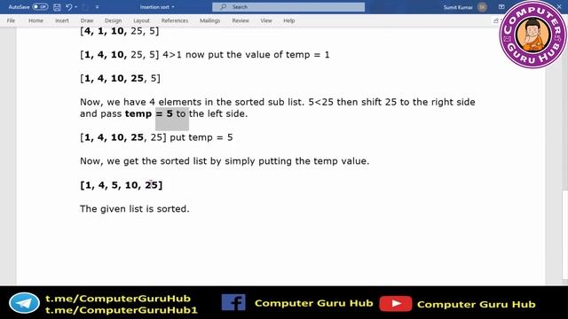 L02 Sorting in Python | Insertion Sort | Class 12 Computer Science | Practical Example