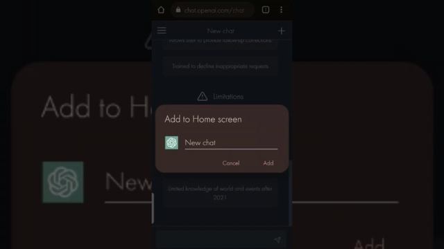 How to create ChatGPT Chrome App Shortcut for Android Mobile Device