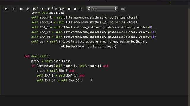 BACKTESTING a Triple EMA/Stochastic RSI/ATR Trading Strategy with Python using a Backtesting librar