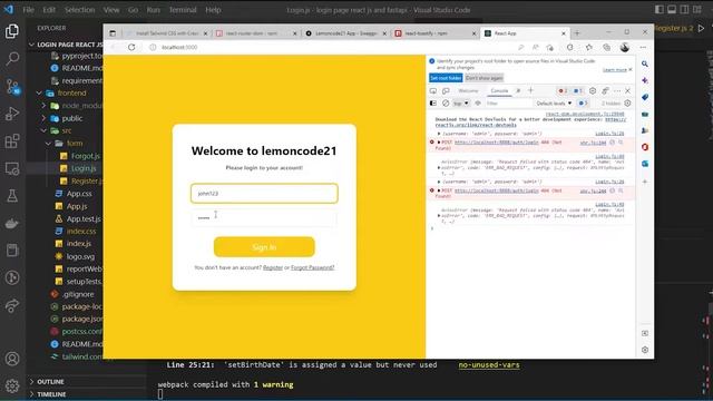 Build Full Stack Login Page React, FastAPI, Postgresql, Tailwindcss | Part 2 Frontend React JS