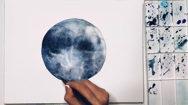 Акварельный урок: рисуем Луну и космический фон смотреть онлайн