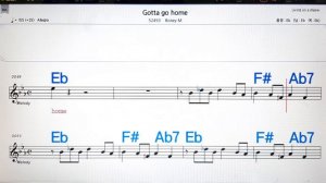 Gotta go home/Boney M(젬베,darubuka cover)💋 코드 큰 악보.반주.가라오케 .💖Karaoke.Sheet Music .Chord. Lyrics .MR.