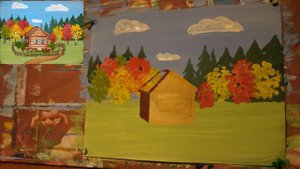 Пейзаж гуашью поэтапно Осень Урок для детей