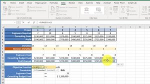 6.2 Project Mix Optimization problem with Binary Decision Variables using Excel Solver