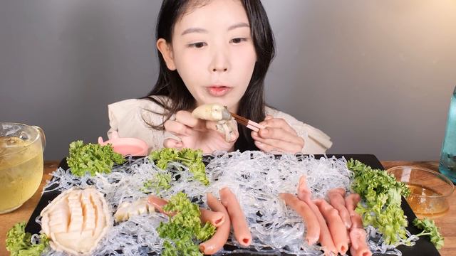 오독오독 달달한✨ 시장표 전복회 통개불 먹방 Spoon Worm & Abalone [eating show] mukbang korean food